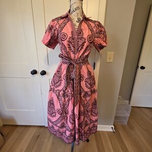Elegant Maude Vivante Pink Patterned Midi Dress-NWT